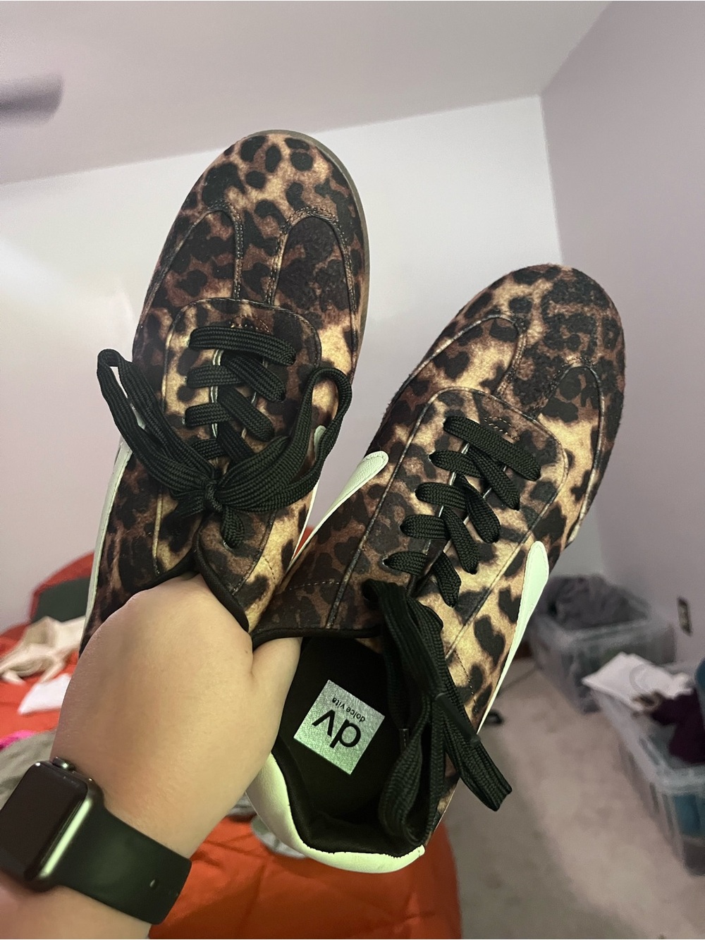DV by Dolce Vita Leopard Print Sneakers in Brown and Black